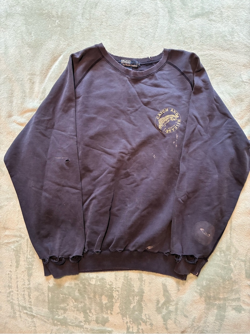 Polo by Ralph Lauren Navy Crewneck Pullover with Chest Emblem